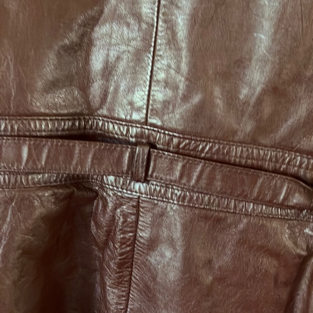 Vintage Burgundy Leather Button Up‎ Jacket with Removable Winter Lining - Picture 6 of 14
